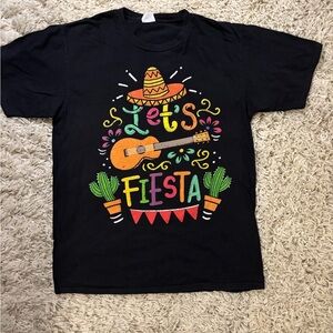 Mens Let’s Fiesta Black Fun Colorful Short Sleeve T-Shirt Size S